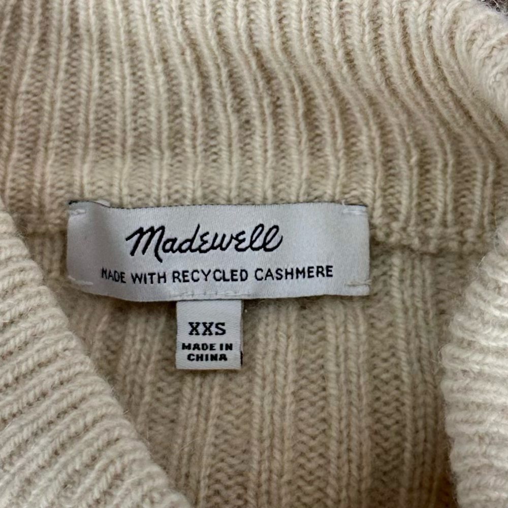 Madewell Recycled Cashmere Blend Mockneck Ribbed Sweater Size XXS - Picture 8 of 11